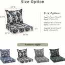 Favoyard Outdoor Seat Cushion 22 x 22 x 3 in Waterproof Pattern Fade Resistant Cover Removable Patio Furniture Cushions Deep Seat & Back Cushion Set with Adjustable Straps for Patio Chair Sofa Couch