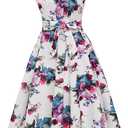 DRESSTELLS Women's Cocktail Dresses, Formal Wedding Guest Modest Church Vintage Tea Party Midi Evening Dress (White), 3XL