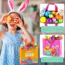 3 x Easter Gift Bags Treat Bags - 16PCS Easter Eggs Hunt Bags with Handle, Reusable Easter Basket Container Non-Woven Easter Gift Bags for Goodies, Easter Bags for Gifts Wrapping, Easter Party Supplies