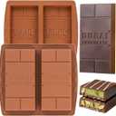 2 x 1 Inch Chocolate Bar Mold Deep Dubai Stuffed Chocolate Molds Silicone Large Break Apart Candy Molds (2 Pcs) (Mix)