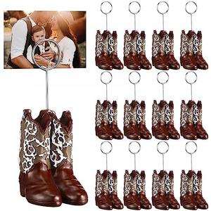 Tatuo 12 Pcs Cowboy Boots Photo Holder Cute Table Number Holders Picture Card Stand Cowboy Theme Party Decorations Place Menu Memo Clips Western Party Supplies for Wedding Anniversary Party