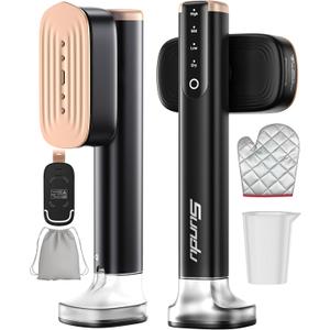 Travel Steamer for Clothes with 180 ml Water Tanks,15s Fast Heat-up,24 g/min Strong Steam Performance, Portable Garment Steamer with Touch Control, LED Display, Steam Iron(Black Gold)