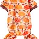 Pumpkin Fall Leaves Thanksgiving Dog Pajamas Clothes Male Female Pet Onesie PJS for Autumn Seasons Medium 16"