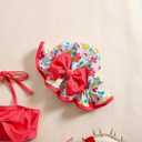 Baby Girl Swimsuit Infant Toddler Girl Bathing Suit Bikini Two Piece Swimwear with Hat (12-18 Months, Red Floral)