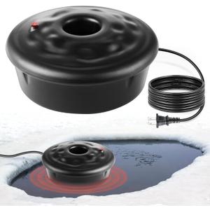 Dreyoo Floating Pond Heater, 100W Pond Deicer with 9.84 FT Cord, Thermostatically Control and Anti Sinking Ponds Heater for Outdoor Ponds with Fish, Winter Survival Solution for Pool Fish(Black)