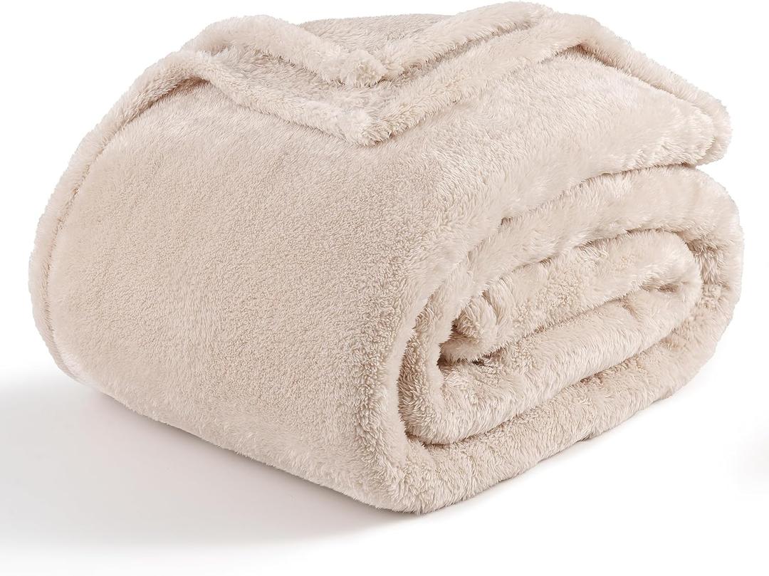 Berkshire Blanket Classic Extra-Fluffy Plush Throw Blanket, Soft Fuzzy Fluffy Long Hair Throw Blanket for Couch Sofa Bed, Chino Khaki, 50x60 Inches