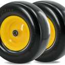 13 x 5.00-6 Tire and Wheel, Flat Free Lawn Mower tires with 3/4" & 5/8" Bearings, 3.25"-6.25" Adjustable Hub, 13x5x6 Zero Turn Tires for Garden Tractors, Zero Turn mowers, Yellow (2 Pcs)