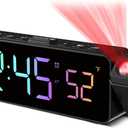 Netzu Projection Alarm Clock for Bedroom Ceiling, Small Compact Plug-in Digital Clocks with 180 Rotatable Projector, Temperature 4 Levels Birghtness, 3 Volumes and Snooze (RGB)