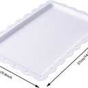 Set of 6 Plastic Serving Trays Food Tray - 14" x 9" Rectangle Serving Platter for Party Cafeteria Kitchen Restaurant , Small Flat Trays for Dessert Fruit Cookie Snack (6, White)