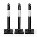 BATTIFE 45" Delineator Post with Base, Traffic Delineator Cones with Reflective Collar for Driving Practice, Construction Work (3, Black, 45 inch)