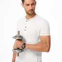 Dokotoo Men Men's Casual Henley Shirts Crew Neck Short Sleeve Classic Button Solid Lightweight Pullover Tees Tops (White, S)