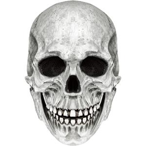 FLORENCE IISA Realistic Full Head Skull Mask with Movable Jaw for Halloween Cosplay, Creepy and Scary Latex Skull Mask (White)