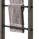 MyGift Wall Mounted Blanket Ladder Farmhouse Gray Wood and Industrial Metal Pipe Towel Hanging Rack