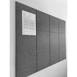 Large Cork Board Alternative - 12-Pack Felt Wall Tiles with Safe Removable Adhesive Tabs, Cork Wall Tiles Bulletin Board Home Office Essentials - Gray