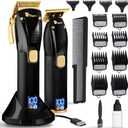 Fagaci Professional Hair Clippers for Men Set Turbo Power with Precise Cutting, Barber Clippers for Hair Cutting, Cordless Hair Clippers and Trimmers Set, Maquina de Cortar Cabello, Haircut Barber Kit (Black)