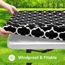 Smiry Rectangle Picnic Table Cover, Waterproof Elastic Fitted Camping Tablecloths for 6 Foot Tables, Wipeable Flannel Backed Vinyl Tablecloth Protector for Indoor, Outdoor (Black, 30x72 Inches)
