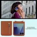 for Samsung Galaxy Z Flip 7 Luxury Zipper Wallet Phone Case, Multi-Function Kickstand Card Holder Adjustable Crossbody Strap, Fashion Flip Case.(Brown)