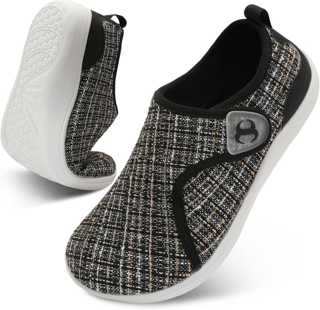 Women's Walking Shoes Comfortable Wide Diabetic Shoes Adjustable Zero Drop Edema Shoe Breathable Neuropathy Nursing Shoes Casual Wide Width Sneakers (Mixwhiteblack) 41
