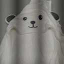 HIPHOP PANDA Hooded Towel - Rayon Made from Bamboo, Bath Towel with Bear Ears for Newborn, Babie, Toddler, Infant - Absorbent Large Baby Towel - Bear, 30 x 30 Inch