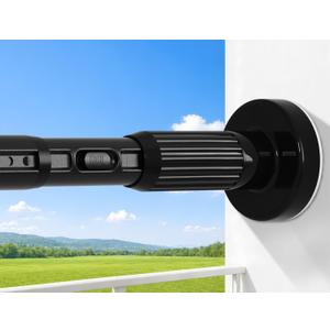 Heavy Duty Tension Curtain Rod No Drilling 41-118 Inch, One-Click Adjustable Curtain Rods for Window, Patio, Outdoor, Bathroom & Sliding Glass Door, Rust-Resistant, 1.26 Inch Diameter, Black