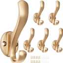 Coat Hooks Heavy Duty - Easy to Install Metal Towel Hooks Fashionable Wall Hooks for Hanging Hat, Towel, Key, Robe, Scarf, Bag, Cap (6 PCS Gold)