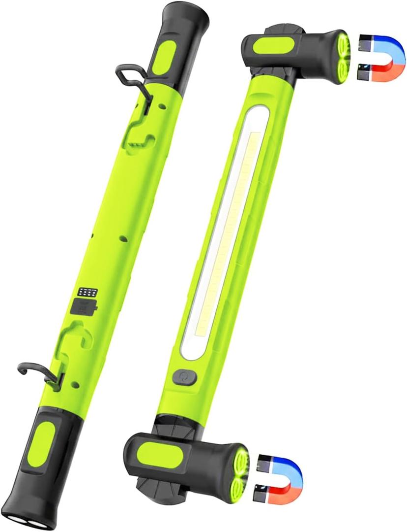 Underhood Work Light, 3000 Lumens COB with 360° Rotating Head, Magnetic Light Bar, 5000mAh Battery, IP54 Waterproof Portable Under Hood Mechanic Light (Green)