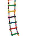 DS. DISTINCTIVE STYLE Bird Ladder Toys Coloured Flexible Parrot Swing Bridge Wooden Cockatiel Cage Hanging Climbing Ladder (39 in (16 Steps))