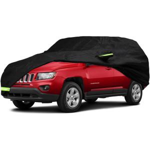 YIXIN Waterproof Car Cover for 2007-2026 Jeep Compass Car Cover 210T Covers Custom Fit 100% Waterproof Windproof Strap & Single Door Zipper (Black-for 2007-2024 Jeep Compass)