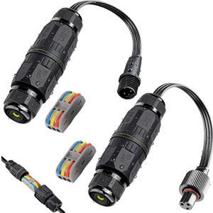 Splice Connectors for Govee Permanent Outdoor Lights, Compatible with Govee H705A H705B H705C H706A H706B H706C, IP68 Waterproof Wire Connector for Dots String Lights, Black (2 Pack)