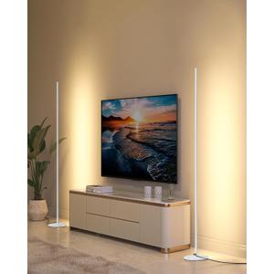 DEWENWILS Floor Lamps for Living Room, Set of 2 LED Corner Light Works with Foot Switch, 1100 LM Dimmable Floor Lamp with 3000K Warm White, 57.5" Standing Lamp for Living Room, Bedroom, Office (White)