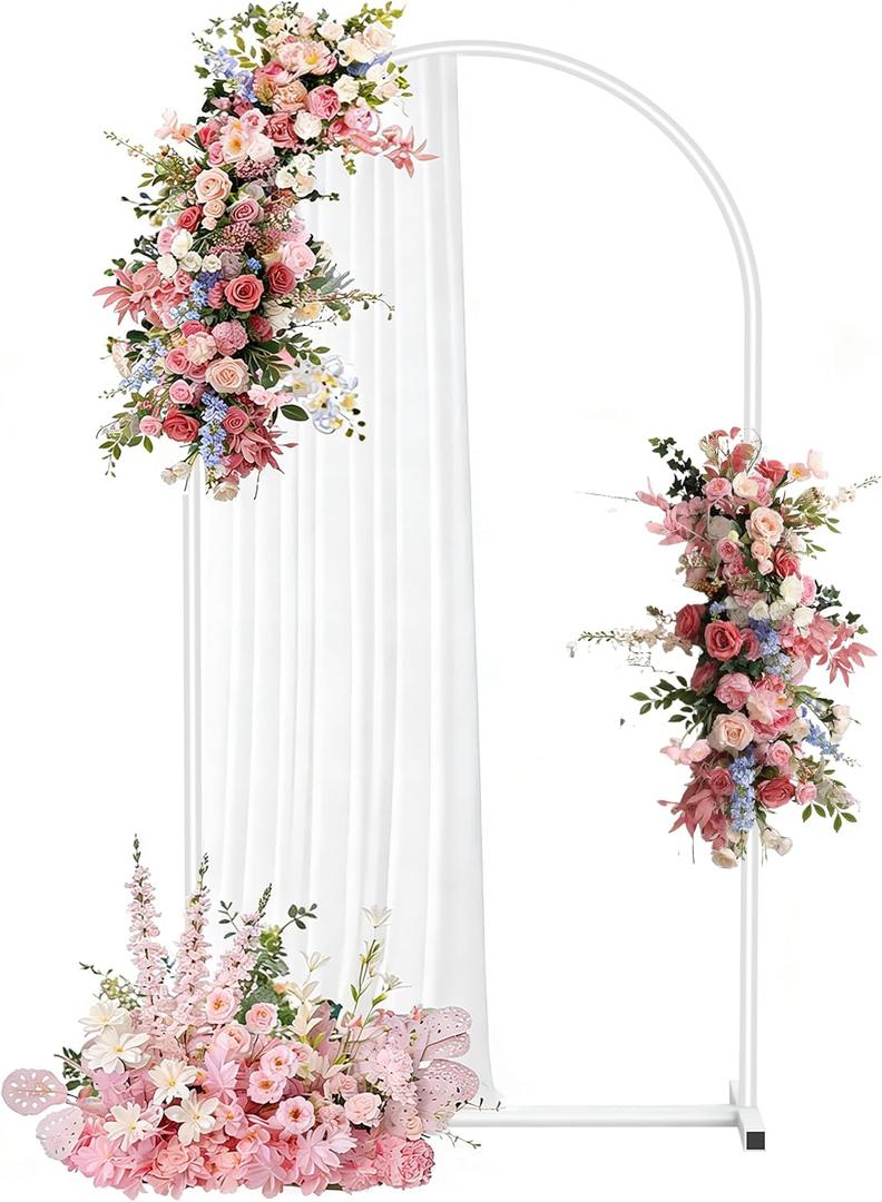 6FT Wedding Arch Backdrop Stand, White Metal Arch Stand for Wedding Ceremony, Birthday Party, Baby Shower, Graduation, Floral Balloon Decoration