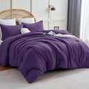 CozyLux Queen Comforter Set Purple, 3 Pieces Solid Comforters Queen Size Breathable Quilted Bedding Sets, Luxury Soft Lightweight Bed Set with Down Alternative Comforter and 2 Pillowcases All Seasons