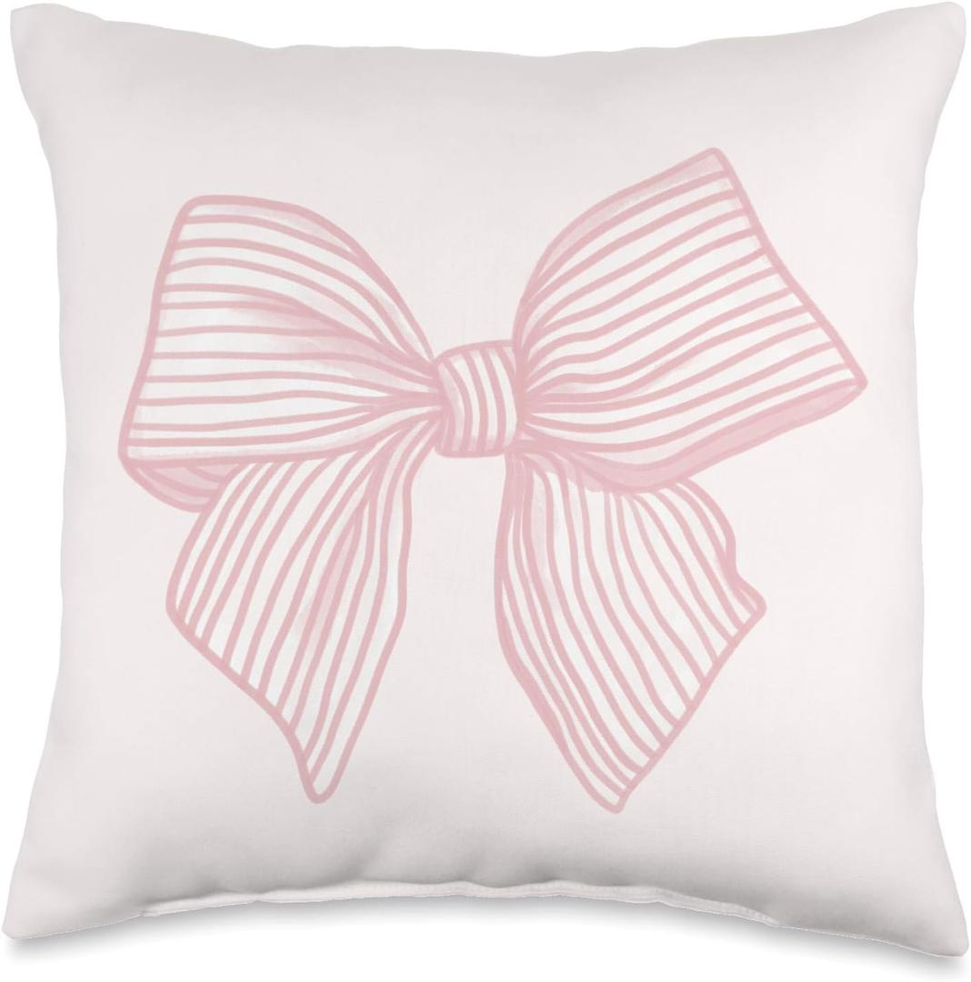 Coquette Pink Bow Throw Pillow (16x16)