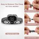 Work for Bling Apple Watch Band Women 44mm, Jewelry Bracelet Bands Metal Strap Sparkly Stainless steel Wristbands with Diamond Rhinestone Case for iWatch SE Series 6/5/4 Black