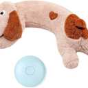 WEOK Puppy Heartbeat Toy, Dog Heartbeat Toy for Separation Anxiety Relief, Puppy Toy with Heartbeat Stuffed Animal Anxiety Calming Behavioral Aid Plush Toy for Dogs Cats Pets (Brown +)