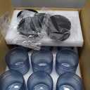 Hobnail Drinking Glasses Set of 12 Count, Vintage Glassware, Old Fashioned Glasses, 6 Highball Bubble Drinking Cups 14.5 oz, 6 Rocks Cups 10 oz with 6 Silicone Coasters, Blue