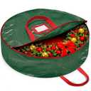 ZOBER Christmas Wreath Storage Container 30 Inch - Wreath Bag for Artificial Wreaths Box - Dual Zippered Wreaths Storage Bag with Strong Durable Handles - Green, Pack Of 2