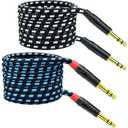 Balanced 1/4 Inch TRS to TRS Male Instrument Patch Cable, 15 Feet Stereo Quarter Inch 6.35mm to 6.35mm Audio Cord, Nylon Braided Heavy Duty, for Interface, Mixer, Speaker - 2 Pack