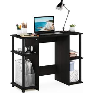 Furinno Jaya 38.4-Inch Wide Desk with Open Side Shelves, Black Espresso