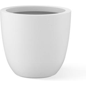 Kante 10 Inch Dia Round Concrete Planter, Indoor Outdoor Large Plant Pot with Drainage Hole and Rubber Plug for Home Patio Garden, Pure White
