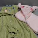 Hooded Towel for Kids, 2 Pack Ultra Soft Coral Fleece Kids Bath Towels, Absorbent Toddler Towels with Hood Age 0-10 Years for Infant, Kids - Large 27.5 X 55 inch (Pink Rabbit & Green Dinosaur)