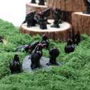 120 PCS Mini Resin Crow Figurines Halloween Decor Black Miniature Crow Gothic Tiny Raven Vase Filler Spooky Bird Ornament DIY Craft Project for Garden Landscape Scene Cupcake Topper Decoration