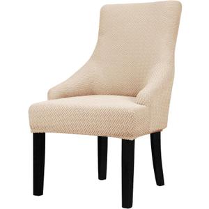 Lellen Velvet Stretch Wingback Chair Cover Slipcover - Reusable Protector Cover for Dining Room Banquet Home Decor etc Machine Washable Hand Washable (01 T-Shaped Twill Taupe, 1PC)