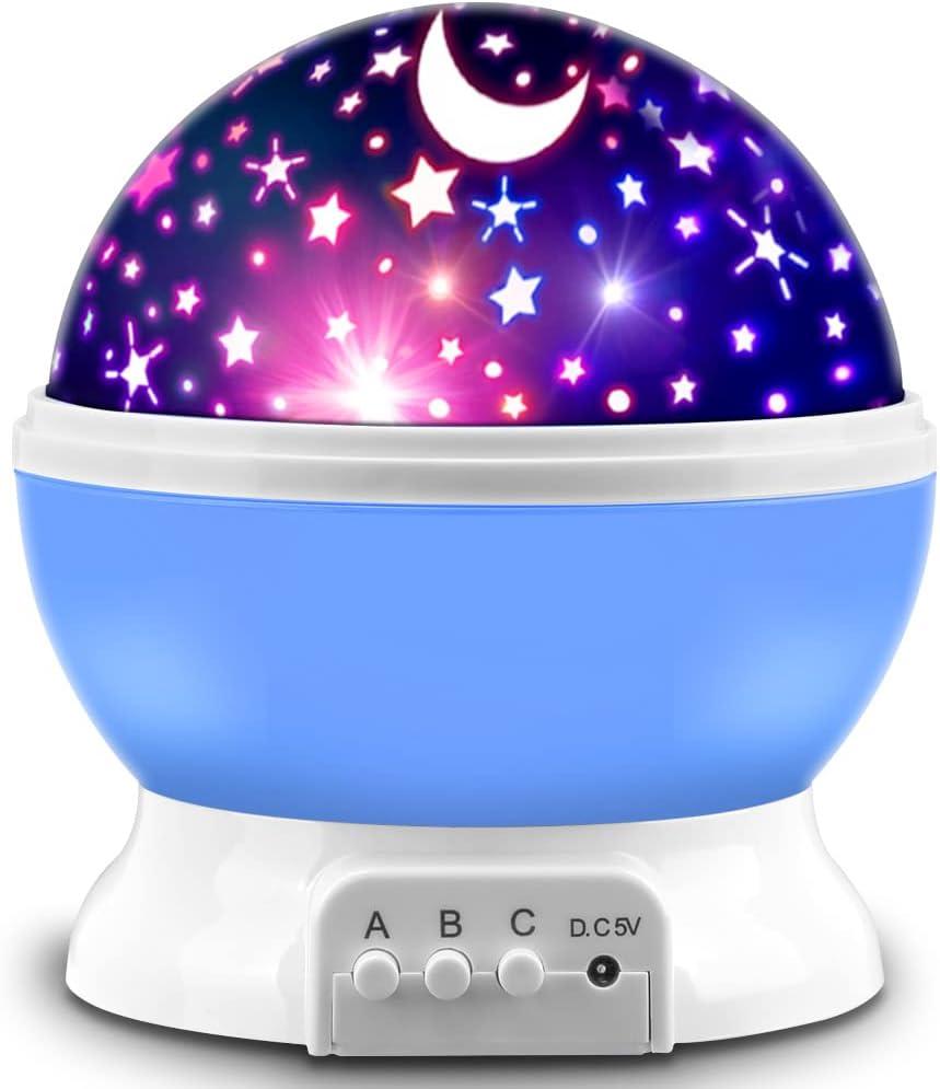 MOKOQI Star Projector, Night Light Lamp Fun Birthday Gifts for 1-4-6-14 Year Old Girls and Boys Kids Bedroom Decor -Blue