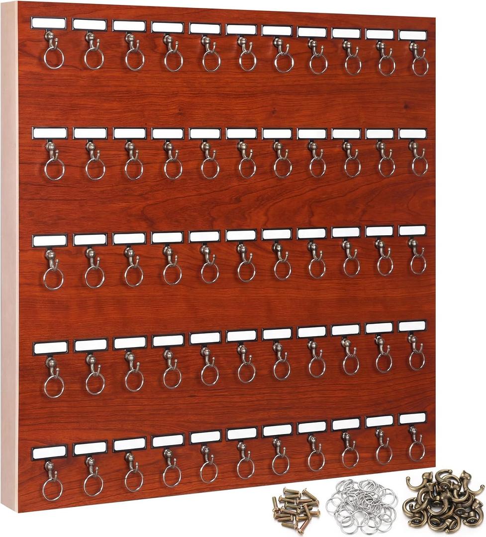 Xuhal Key Rack, Wall-Mounted Keychain Holder Display Hanging Board with 55 Bolted Metal Hooks with Customize Nameplate for Garage, Car Dealer, Office, Hotel, Real Estate, 23 x 23 Inches, 23 x 23 x 2.24 inches