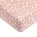 Babyletto 100% Organic Cotton Crib Sheet, GOTS-Certified, Fitted 360, Ultra-Soft and Breathable Muslin - Daisy