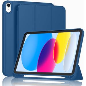 ToaPoia Case for iPad (A16) 11 Inch 2025/iPad 10th Generation 10.9 Inch 2022, Slim Trifold Stand Protective Cover with Pencil Holder and Soft TPU Back,Support Auto Sleep/Wake (Navy Blue)