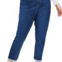 LEIJIJEANS Plus Size Slip On Jeans for Women Thin Petite Full Length High Waist Elastic Loose Harem Pants, Extra Large 