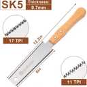 Husfunov Japanese Hand Saw, 6 Inch Pull Saw with Double Edges of 11/17 TPI, SK5 Flexible Blade Handle Wood Saws for Woodworking Tools