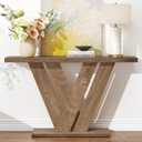 karlott 51 Inch Console Table, Farmhouse Entryway Table with V-Shaped, Wood Sofa Table Behind Couch Table, Narrow Entryway Accent Table for Living Room, Hallway, Entrance, Foyer, Easy Assembly, Brown (Light Oak Brown)